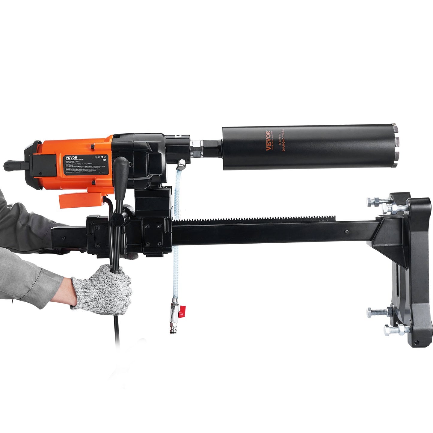 Diamond Core Drilling Machine, 10in Wet Concrete Core Drill Rig with Stand Wheels, 750RPM Speed & 1-1/4" Thread & Lifting Handle, 10in Drilling Diameter for Concrete Brick Block Stone, 2500W - Image 9