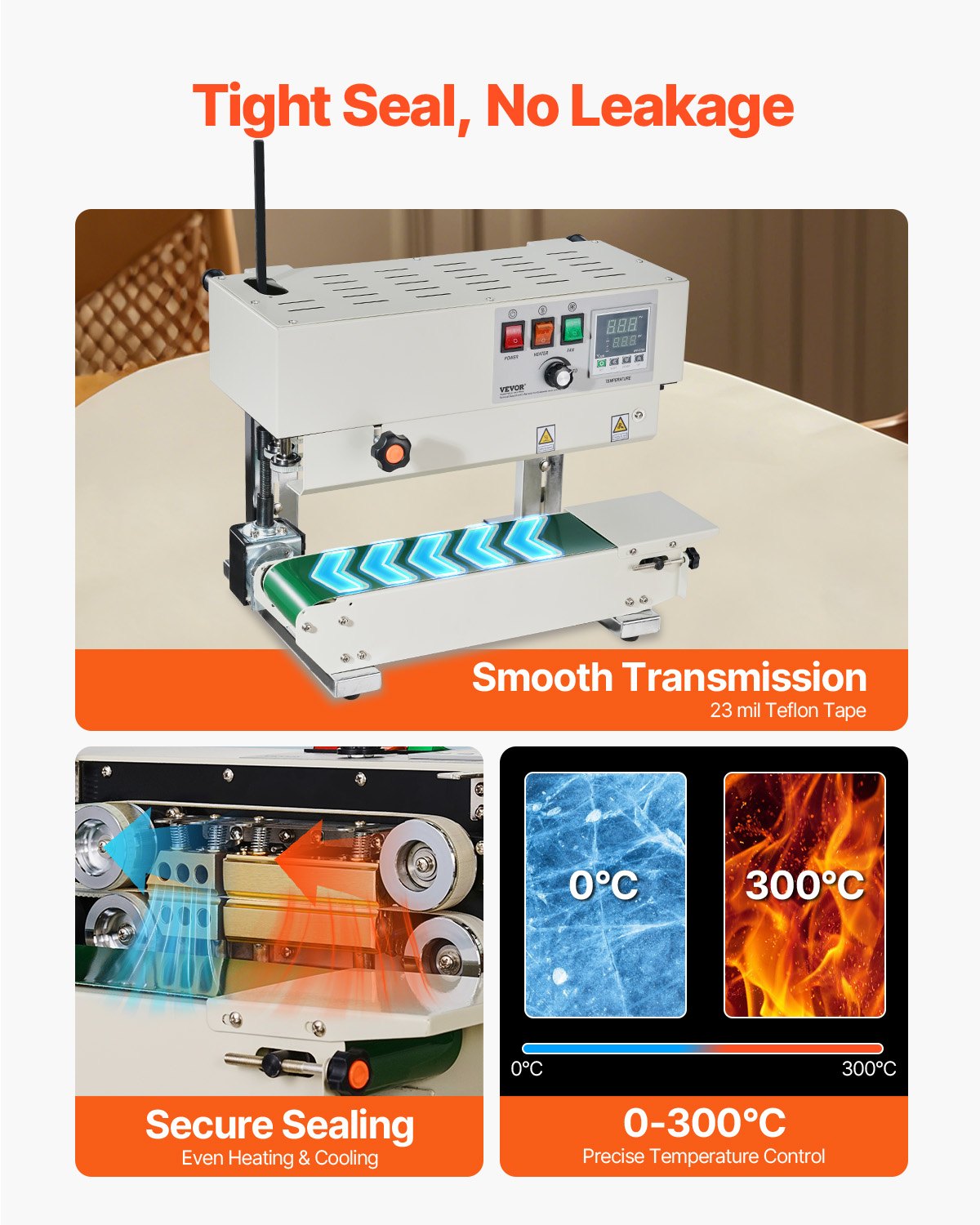 Continuous Bag Band Sealing Machine, 6-12 mm Sealing Width, Vertical Band Sealer Machine with Digital Temperature Control, Carbon Steel Bag Sealer for 0.02-0.8 mm Plastic Bags Films Membrane - Image 4
