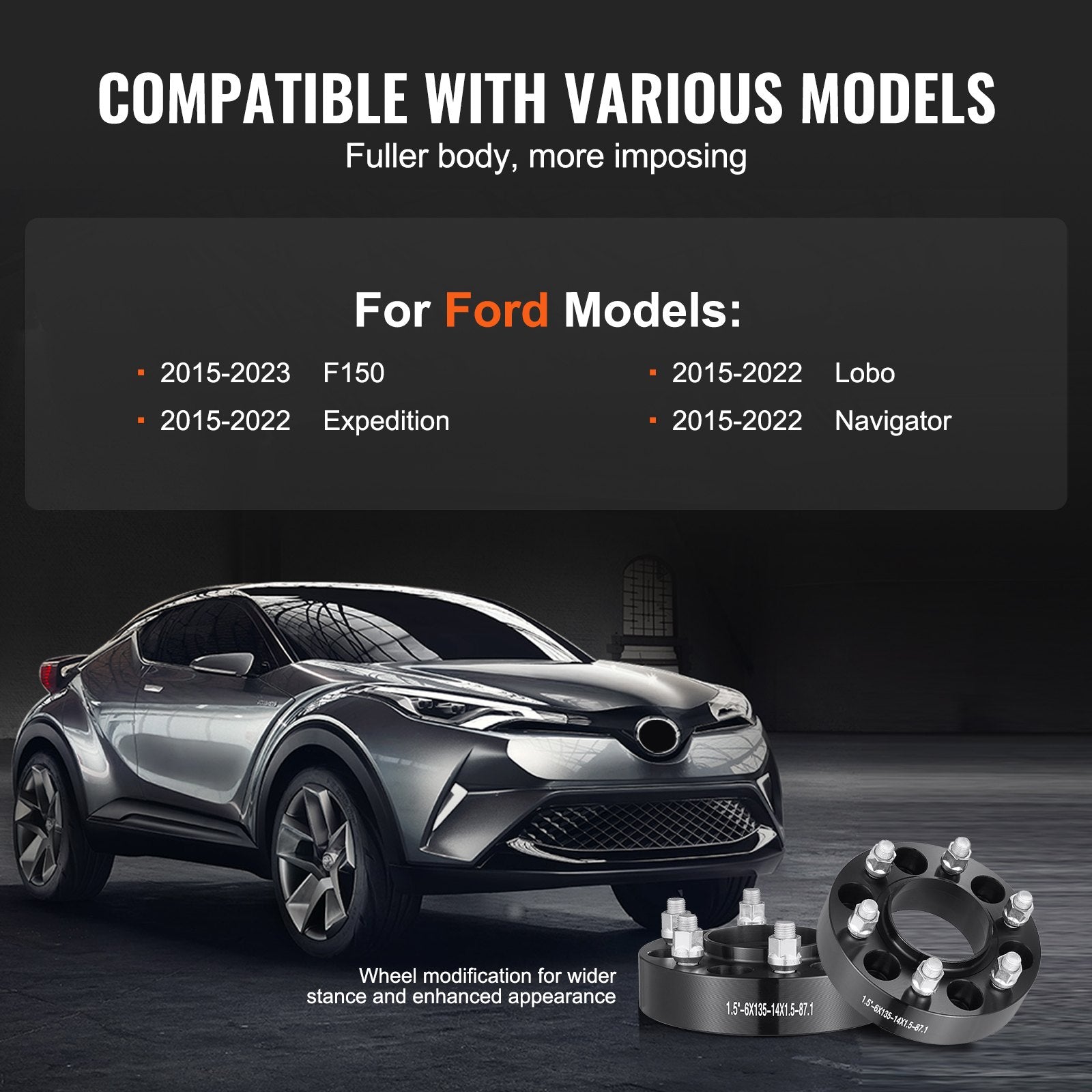1.5" 6"x5.3" Wheel Spacers Wheel Adapters 6 Lug Forged Spacer 4 PCS Black - Image 4