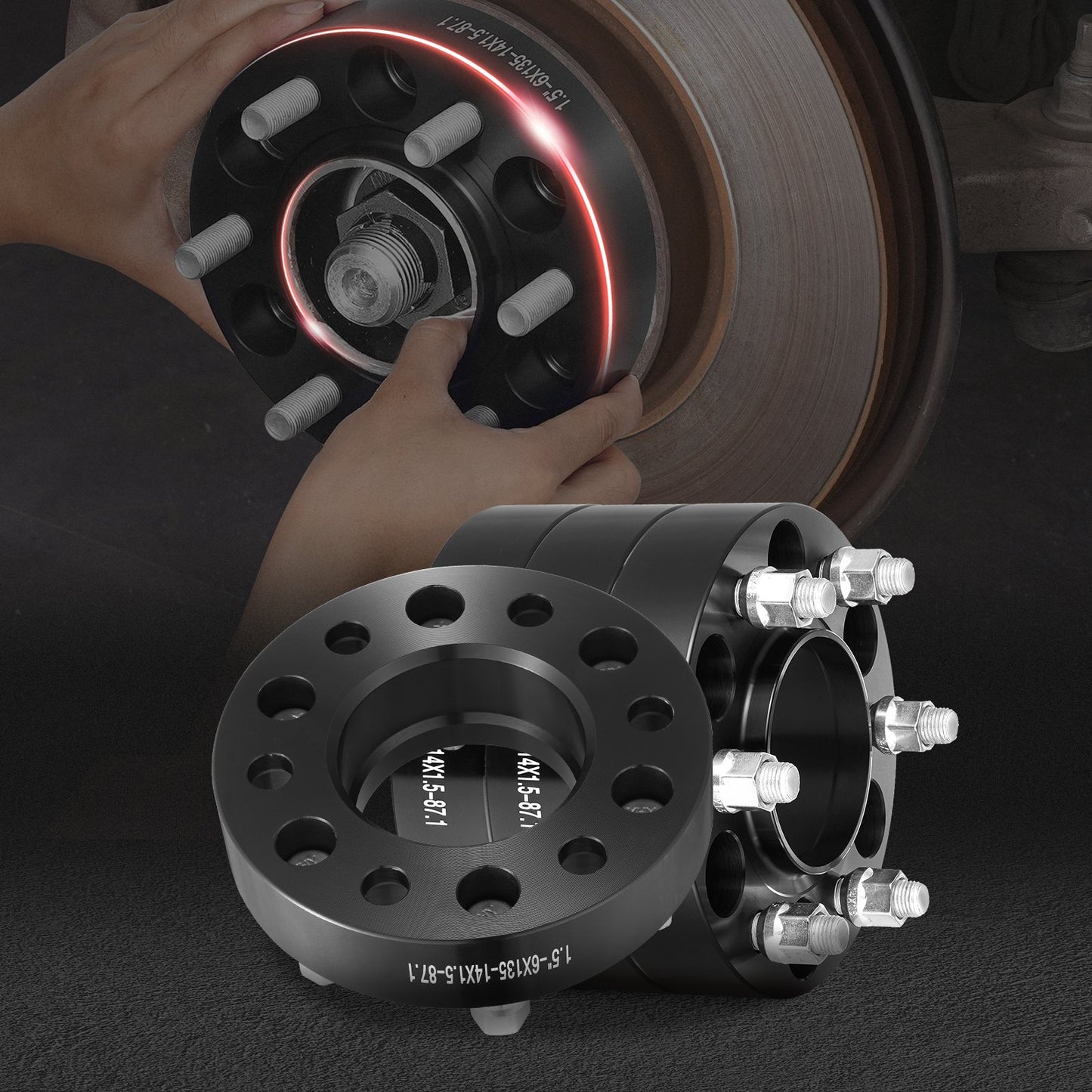 1.5" 6"x5.3" Wheel Spacers Wheel Adapters 6 Lug Forged Spacer 4 PCS Black - Image 8