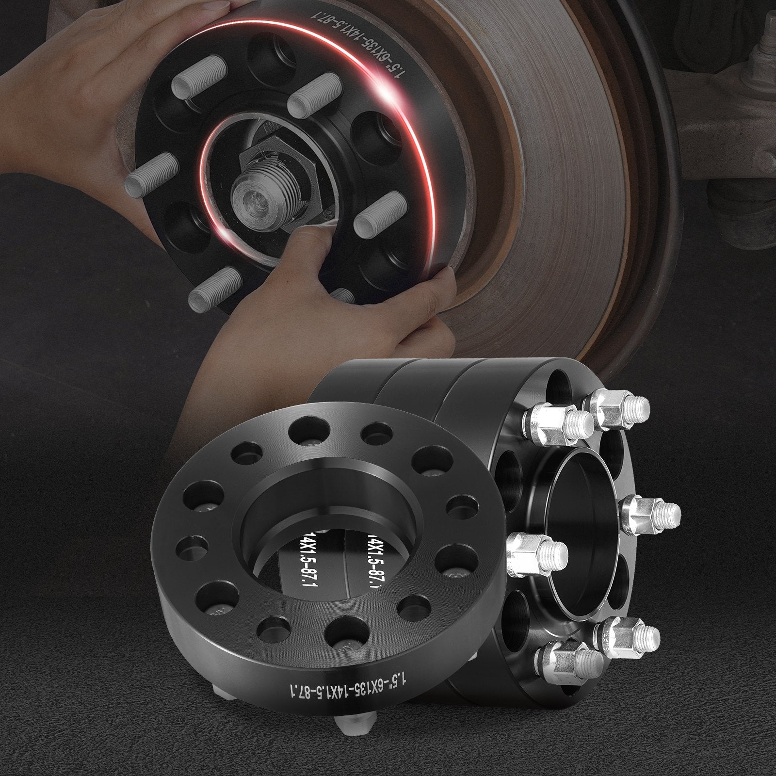 1.5" 6"x5.3" Wheel Spacers Wheel Adapters 6 Lug Forged Spacer 4 PCS Black - Image 8