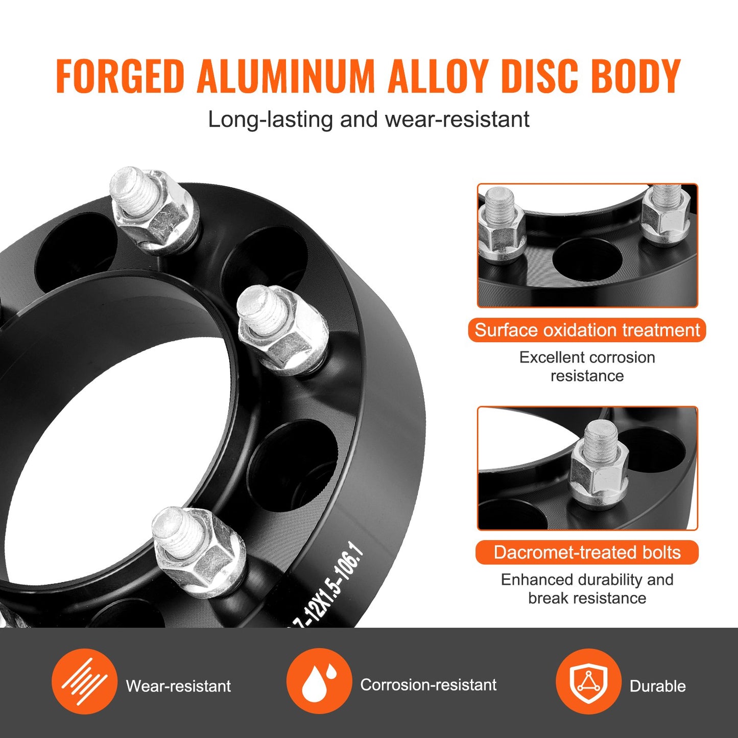 1.5" 6"x5.5" Wheel Spacers Wheel Adapters 6 Lug Forged Spacer 4 PCS Black - Image 5