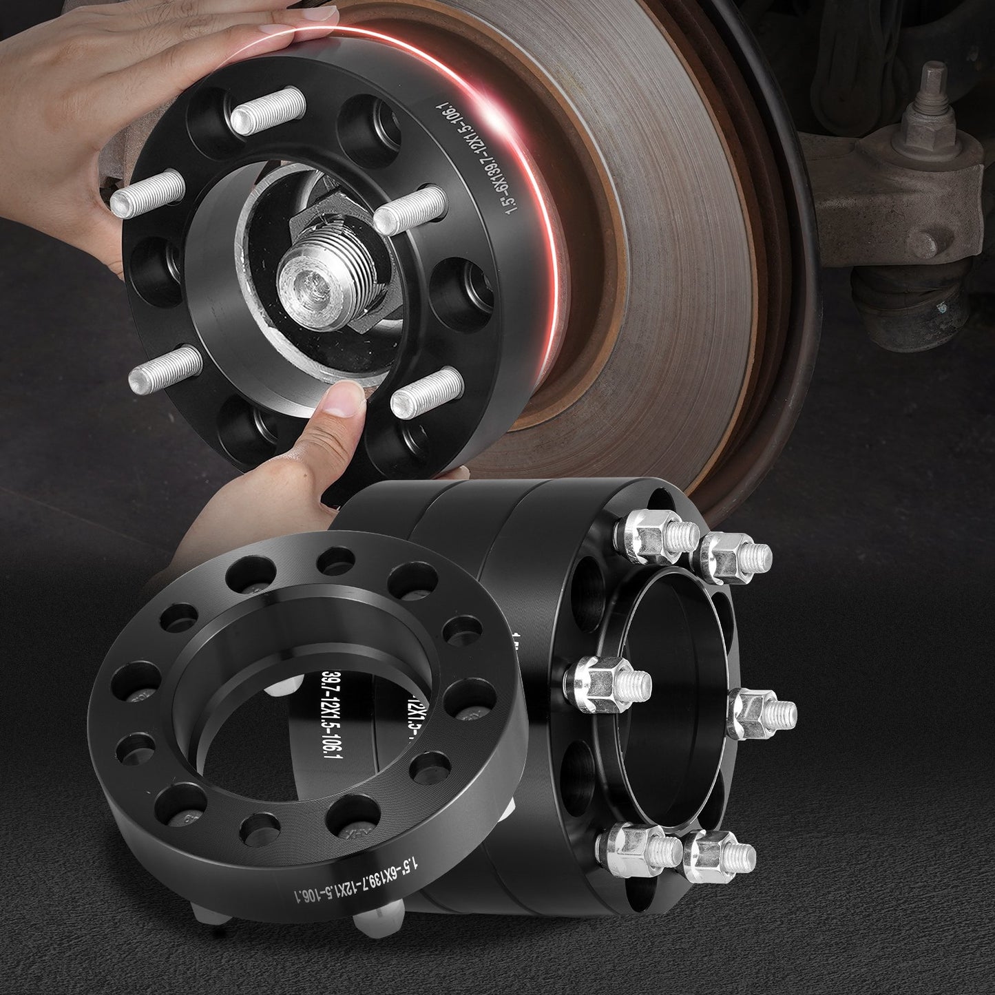 1.5" 6"x5.5" Wheel Spacers Wheel Adapters 6 Lug Forged Spacer 4 PCS Black - Image 8