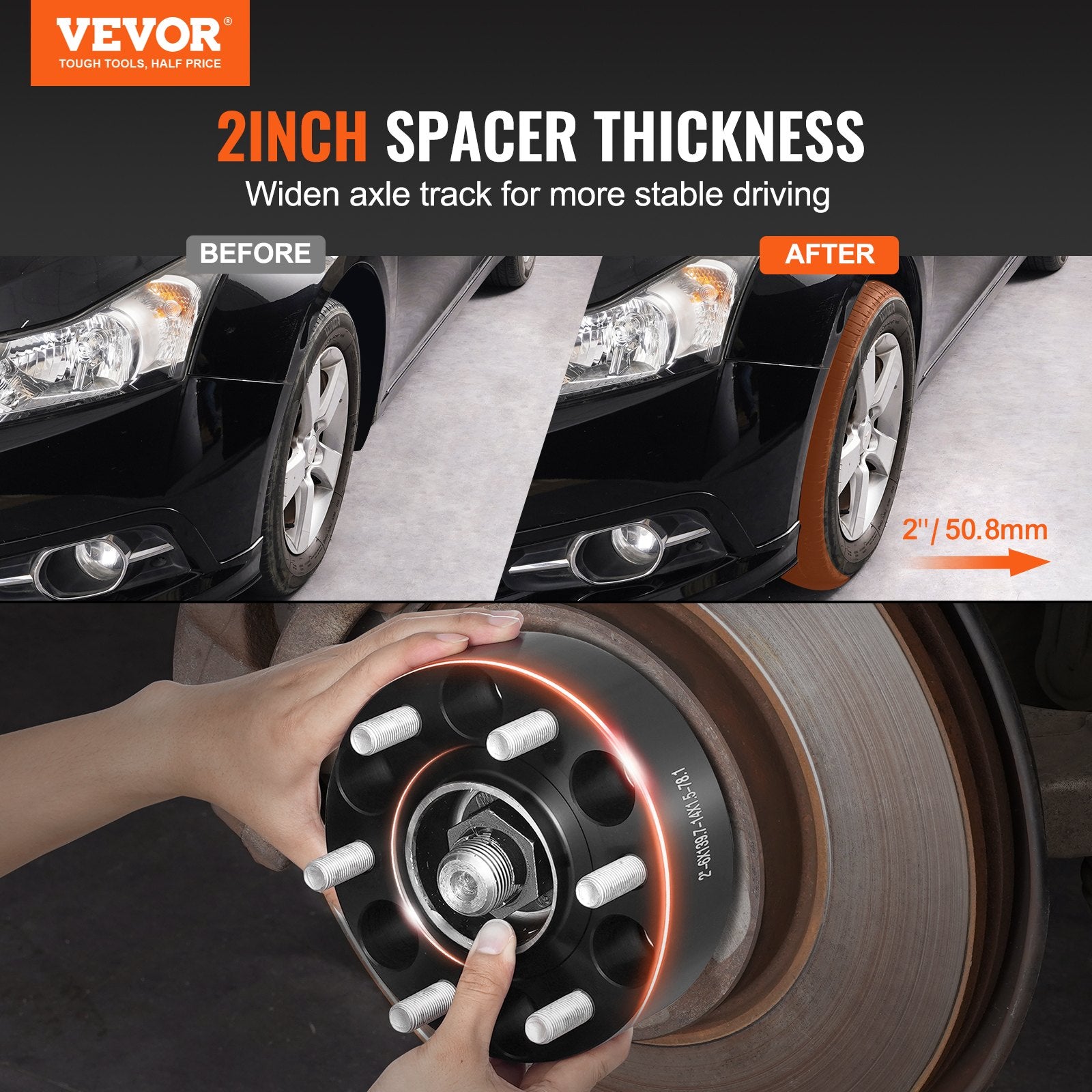 2" 6"x5.5" Wheel Spacers Wheel Adapters 6 Lug Forged Spacer 4 PCS Black - Image 2