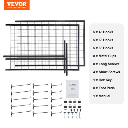 2' x 5.6' Grid Wall Panels Tower, 2 Packs Wire Gridwall Display Racks with T-Base Floorstanding, Double Side Gridwall Panels for Art Craft Shows, Retail Display with Extra Clips and Hooks - Image 7