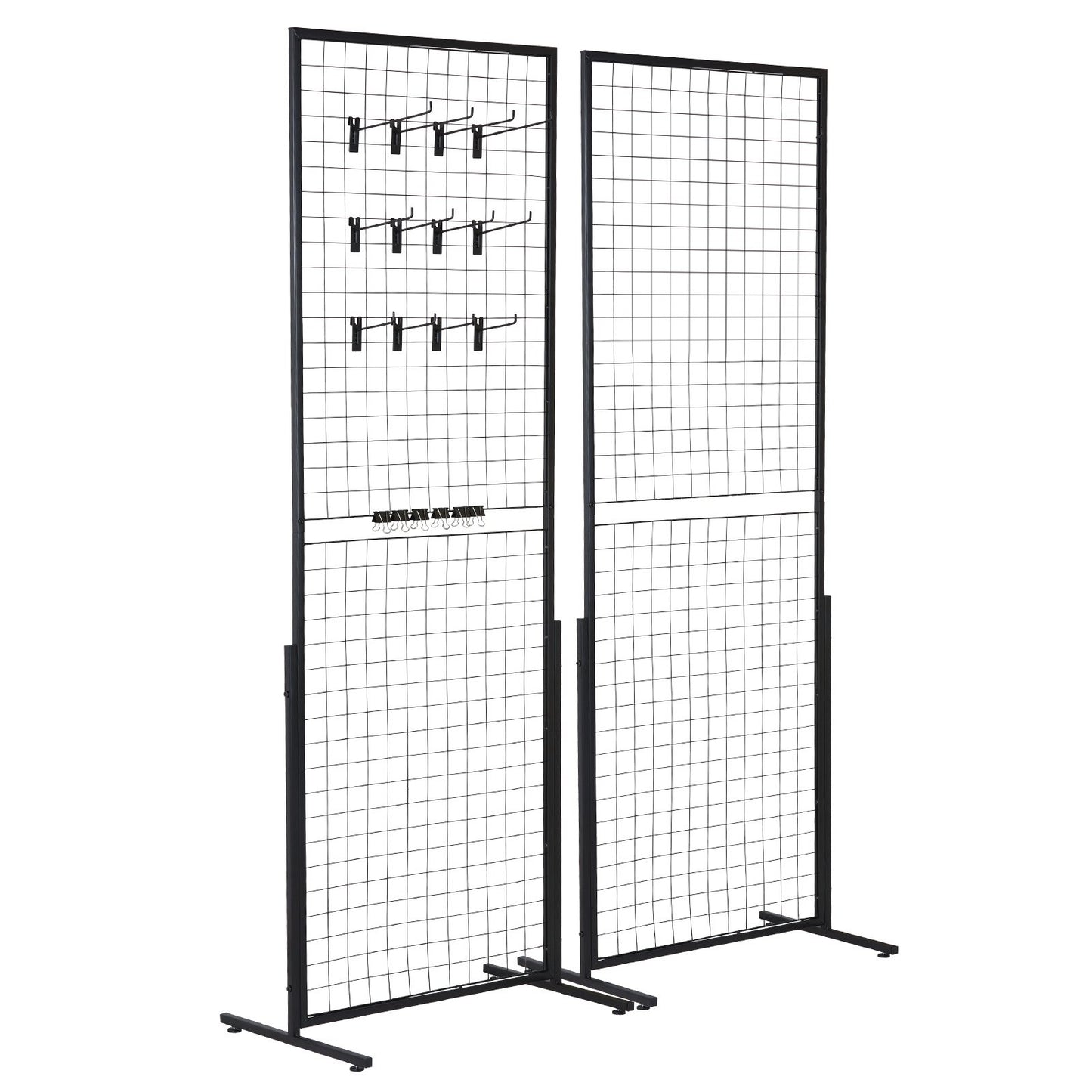 2' x 5.6' Grid Wall Panels Tower, 2 Packs Wire Gridwall Display Racks with T-Base Floorstanding, Double Side Gridwall Panels for Art Craft Shows, Retail Display with Extra Clips and Hooks - Image 9