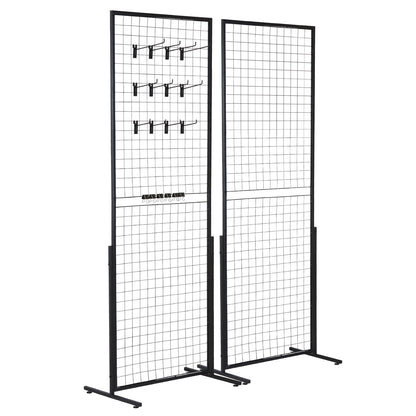 2' x 5.6' Grid Wall Panels Tower, 2 Packs Wire Gridwall Display Racks with T-Base Floorstanding, Double Side Gridwall Panels for Art Craft Shows, Retail Display with Extra Clips and Hooks - Image 9