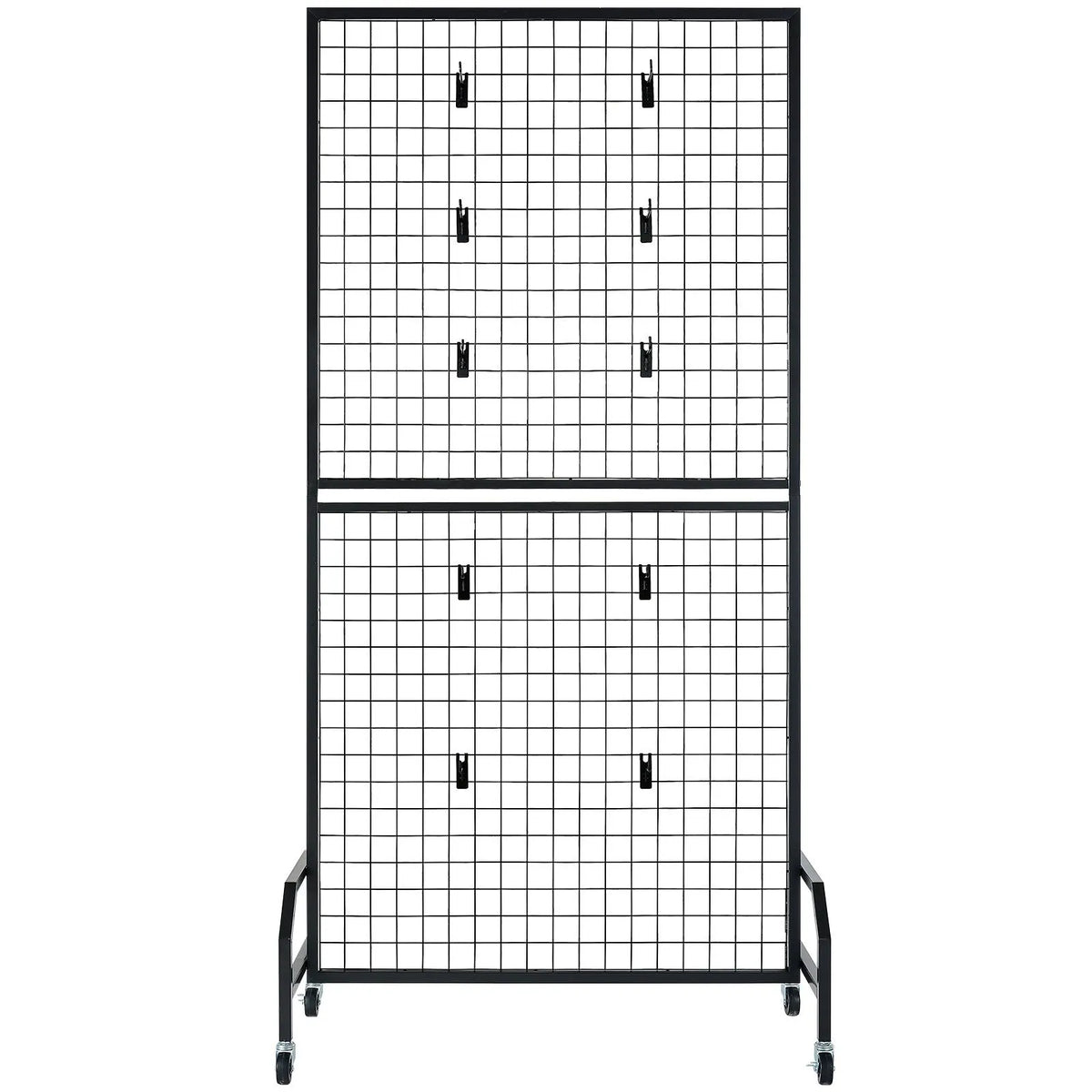 2 Packs Grid Wall Panels, 898 x 1798 mm Wire Grid Panels Display Rack, Movable Art Display Shelf with Wheels & 10 Hooks, Black Carbon Steel Gridwall for Craft Show, Decor, Storage, Notice Board - Image 9