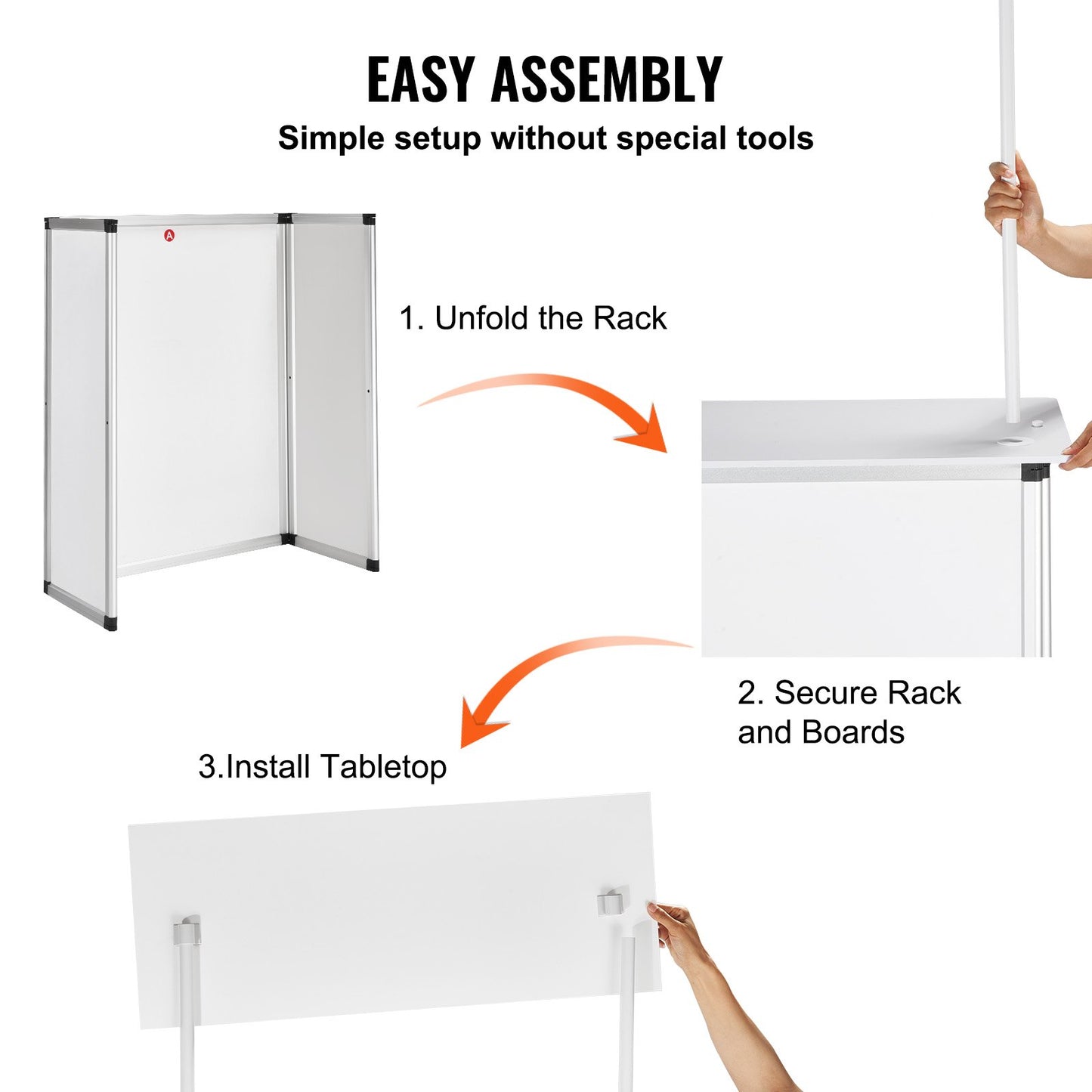 Portable Tradeshow Podium Table, 785 x 380 x 1815 mm, Display Exhibition Counter Stand Booth Fair with Wall, Foldable Promotion Retail Bar Table Pop Up Podium with Storage Rack/Carrying Bag - Image 4