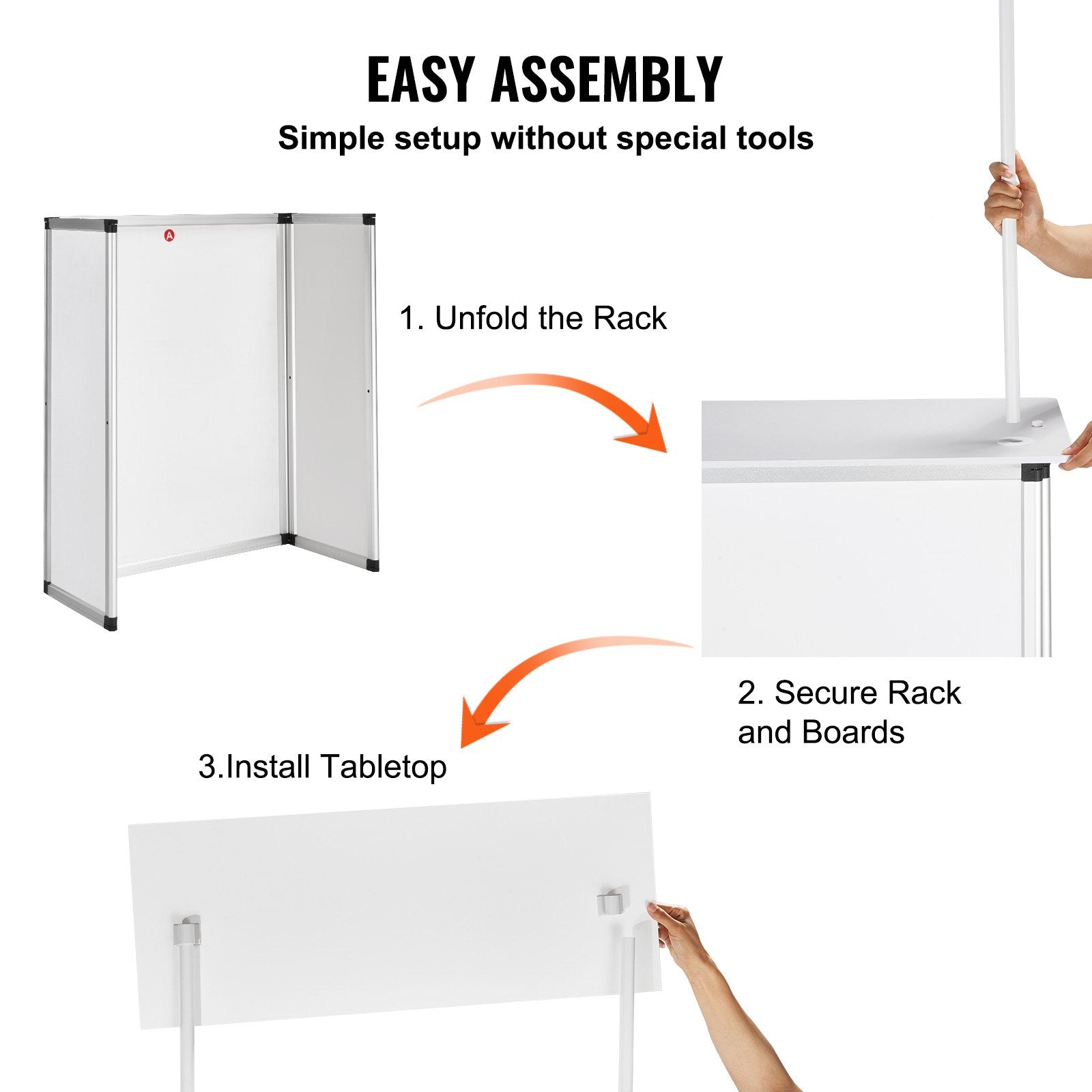 Portable Tradeshow Podium Table, 785 x 380 x 1815 mm, Display Exhibition Counter Stand Booth Fair with Wall, Foldable Promotion Retail Bar Table Pop Up Podium with Storage Rack/Carrying Bag - Image 4