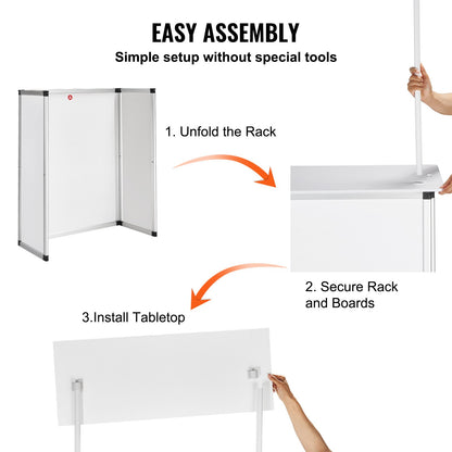 Portable Tradeshow Podium Table, 785 x 380 x 1815 mm, Display Exhibition Counter Stand Booth Fair with Wall, Foldable Promotion Retail Bar Table Pop Up Podium with Storage Rack/Carrying Bag - Image 4