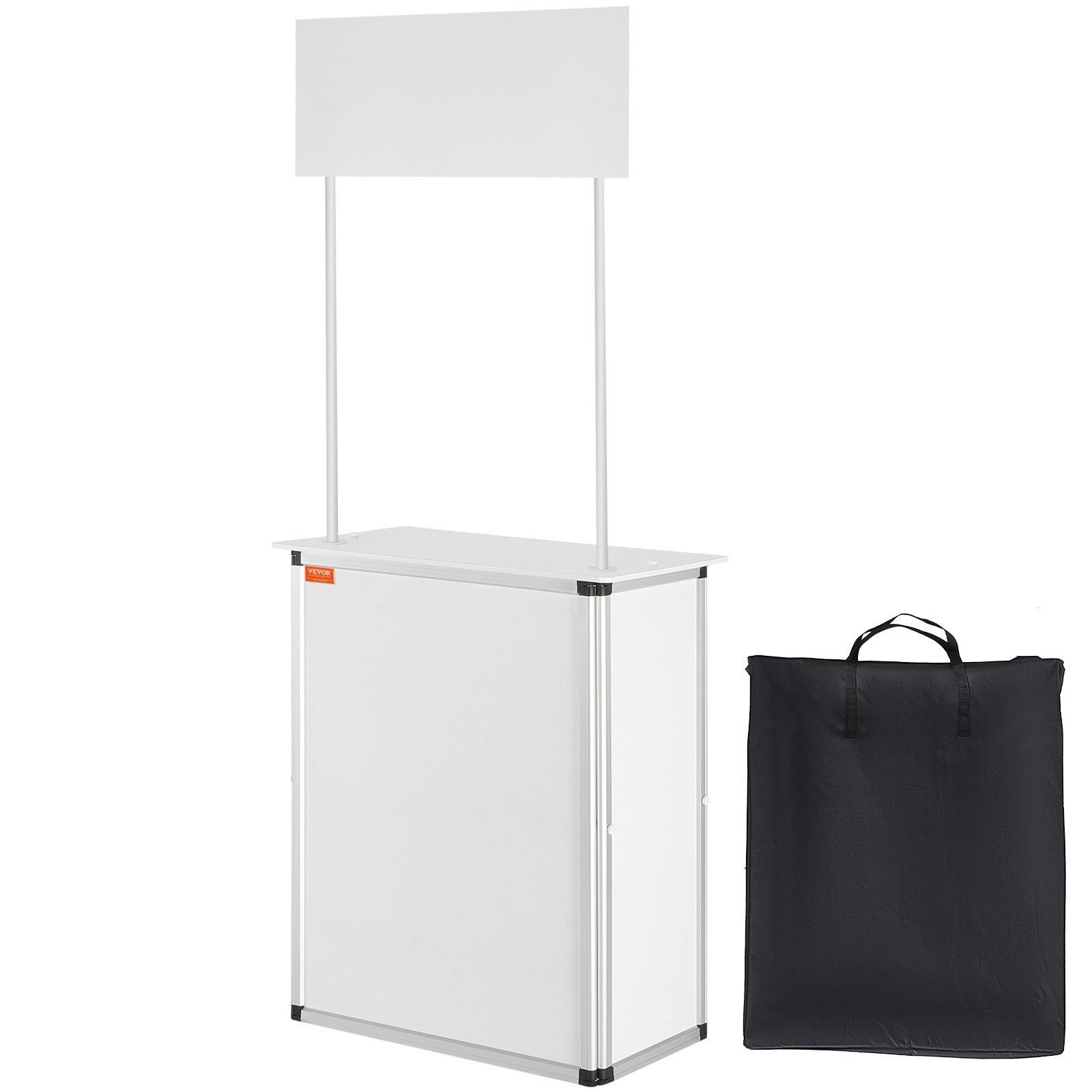 Portable Tradeshow Podium Table, 785 x 380 x 1815 mm, Display Exhibition Counter Stand Booth Fair with Wall, Foldable Promotion Retail Bar Table Pop Up Podium with Storage Rack/Carrying Bag - Image 9