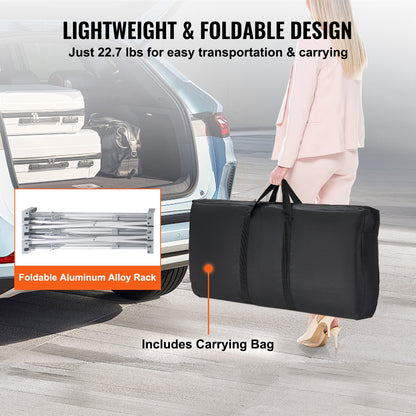 Portable Tradeshow Podium Table, 1300 x 465 x 950 mm, Display Exhibition Counter Stand Booth Fair with Wall, Foldable Promotion Retail Bar Table Pop Up Podium with Storage Rack, Carrying Bag - Image 6