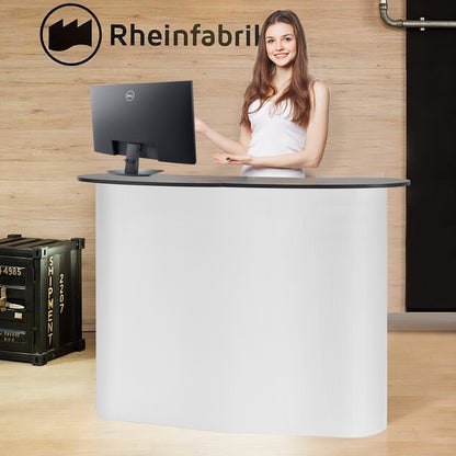 Portable Tradeshow Podium Table, 1300 x 465 x 950 mm, Display Exhibition Counter Stand Booth Fair with Wall, Foldable Promotion Retail Bar Table Pop Up Podium with Storage Rack, Carrying Bag - Image 8