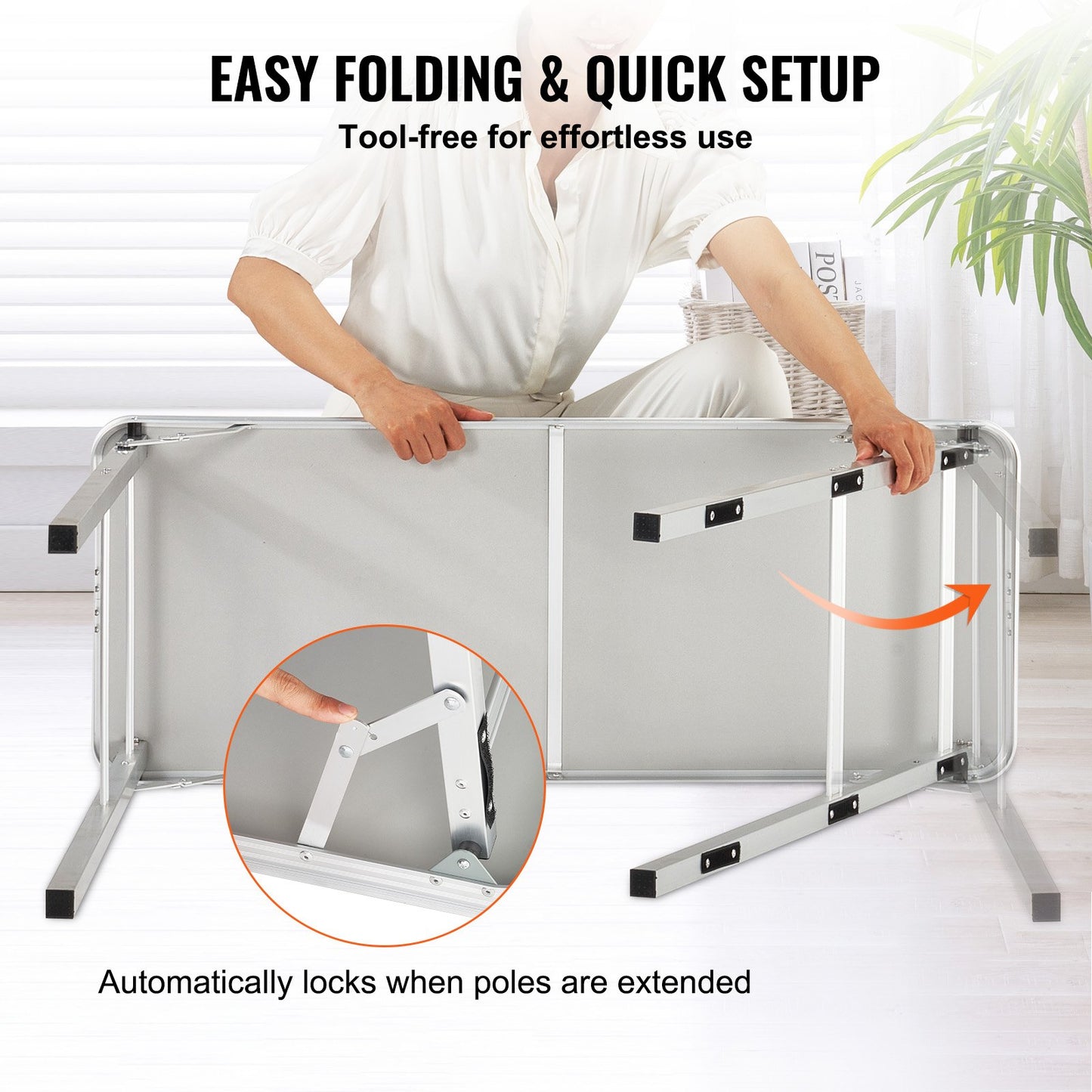 Folding Portable Bar Table, Tradeshow Podium Table for Indoor, Outdoor, Party, Picnic, Exhibition, Includes Carrying Case, Storage Shelf and Black Skirt, 38.39" x 15.16" x 34.25“ - Image 4