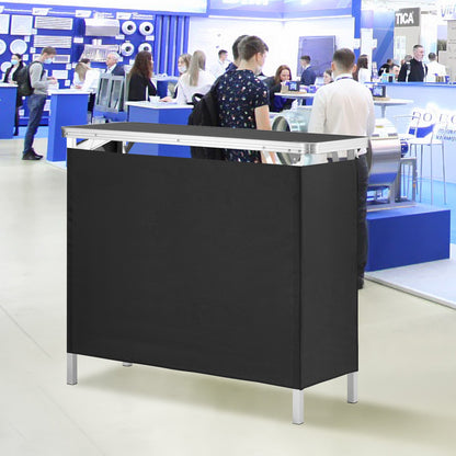 Folding Portable Bar Table, Tradeshow Podium Table for Indoor, Outdoor, Party, Picnic, Exhibition, Includes Carrying Case, Storage Shelf and Black Skirt, 38.39" x 15.16" x 34.25“ - Image 8