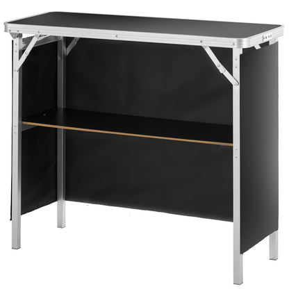 Folding Portable Bar Table, Tradeshow Podium Table for Indoor, Outdoor, Party, Picnic, Exhibition, Includes Carrying Case, Storage Shelf and Black Skirt, 38.39" x 15.16" x 34.25“ - Image 9