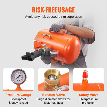 Tire Bead Seater, 5 Gal/19L Air Tire Bead Blaster with Pressure Gauge & Handle, 145 PSI Seating Tool Inflator Tank, 85-116 PSI Operating Pressure for Car Truck ATV - Image 6