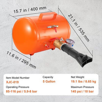 Tire Bead Seater, 5 Gal/19L Air Tire Bead Blaster with Pressure Gauge & Handle, 145 PSI Seating Tool Inflator Tank, 85-116 PSI Operating Pressure for Car Truck ATV - Image 7