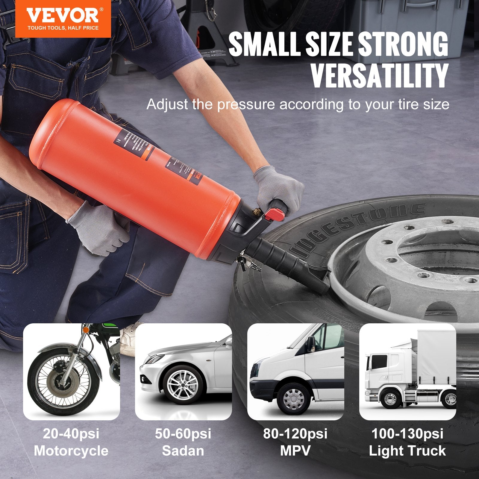 Tire Bead Seater, 2.4 Gal/9 L Air Tire Bead Blaster, 150 PSI Handheld Bead Bazooka, Portable Tire Inflator Tool, 87-116 PSI Operating Pressure for Tractor Truck ATV Car and Automobile Repair - Image 2