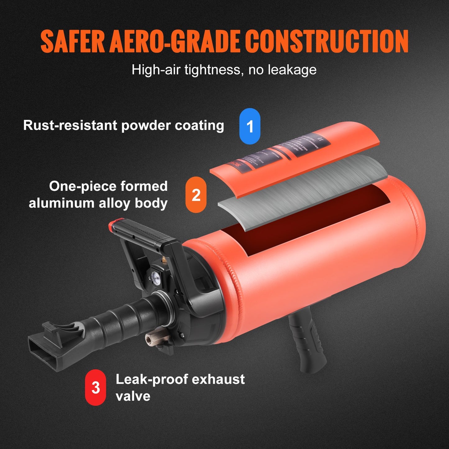 Tire Bead Seater, 2.4 Gal/9 L Air Tire Bead Blaster, 150 PSI Handheld Bead Bazooka, Portable Tire Inflator Tool, 87-116 PSI Operating Pressure for Tractor Truck ATV Car and Automobile Repair - Image 4
