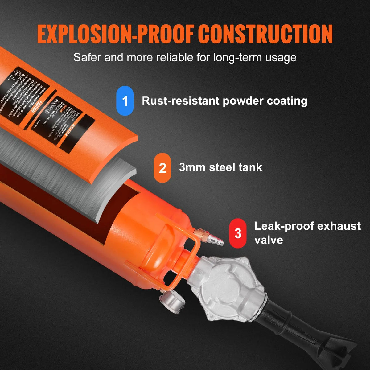 Tire Bead Seater, 2.1 Gal/8 L Air Tire Bead Blaster, 120 PSI Handheld Bead Bazooka, Upgraded Portable Tire Inflator Tool, 85-116 PSI Operating Pressure for Tractor Truck ATV Car - Image 4