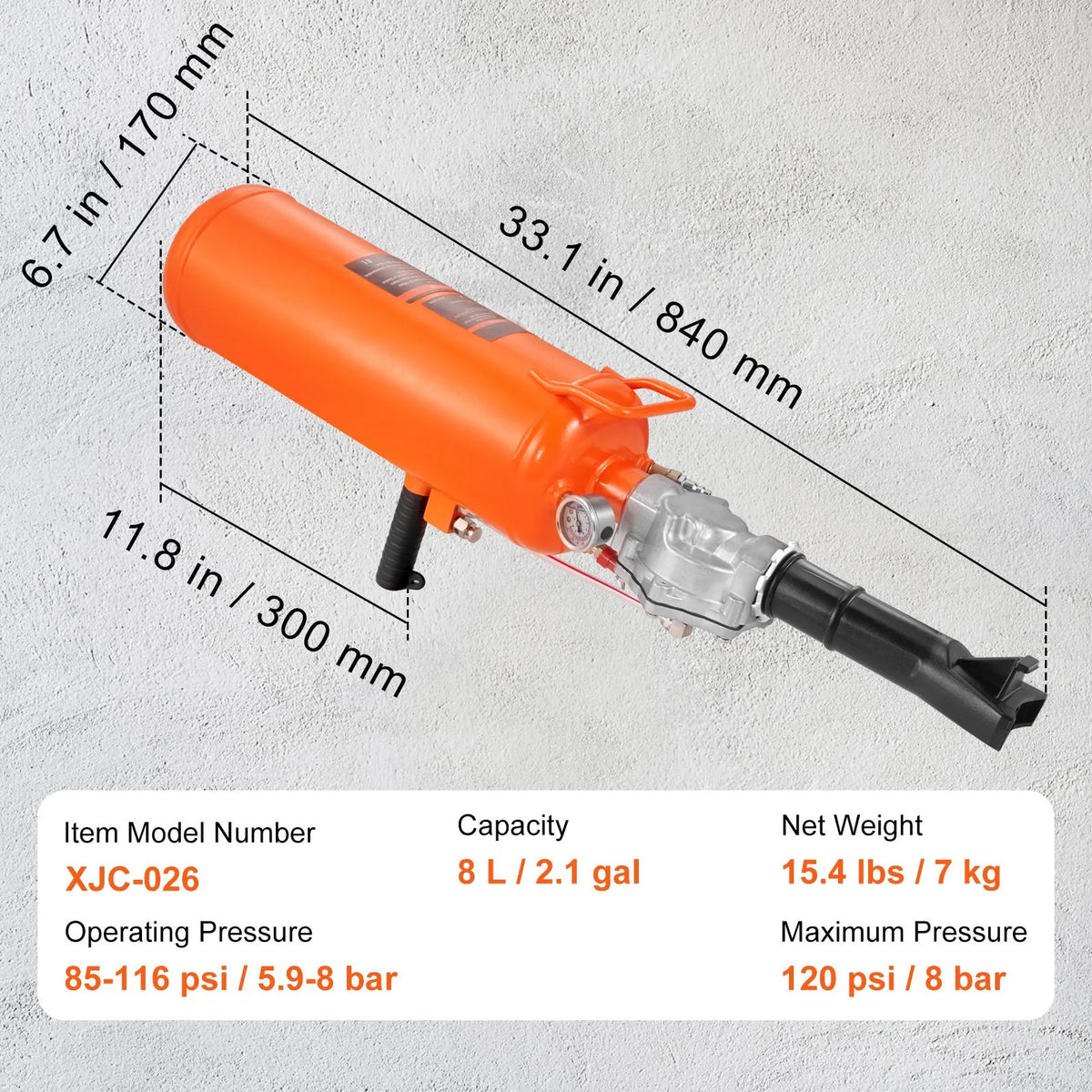 Tire Bead Seater, 2.1 Gal/8 L Air Tire Bead Blaster, 120 PSI Handheld Bead Bazooka, Upgraded Portable Tire Inflator Tool, 85-116 PSI Operating Pressure for Tractor Truck ATV Car - Image 7