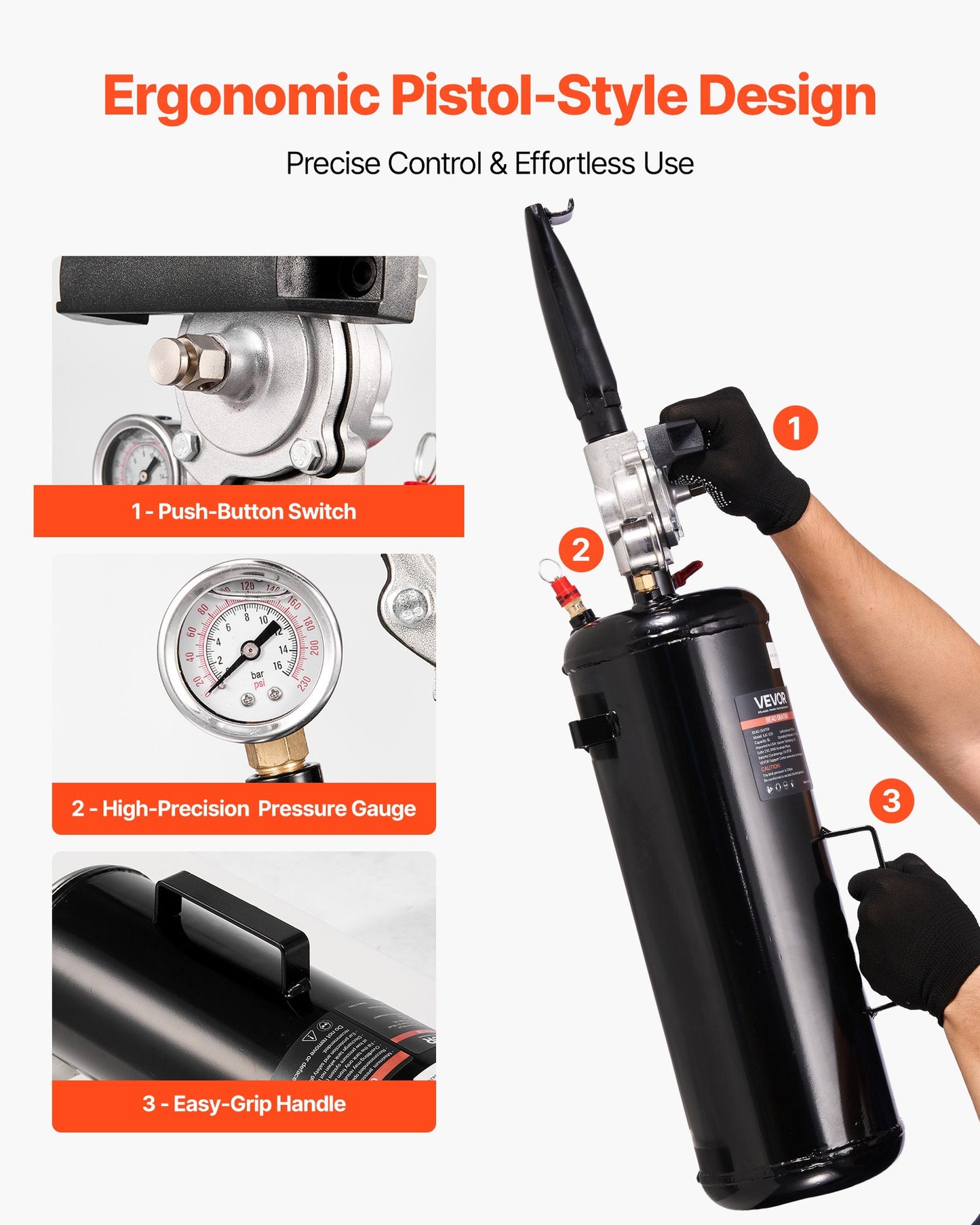 Portable Tire Bead Seater, 2.1 Gal / 8 L Air Bead Blaster, Handheld Tire Inflator Tool, 87-116 PSI Operating Pressure, Trigger Seating Inflator for Car, Compact SUV, Light Truck, E-Bike, RV, ATV - Image 4