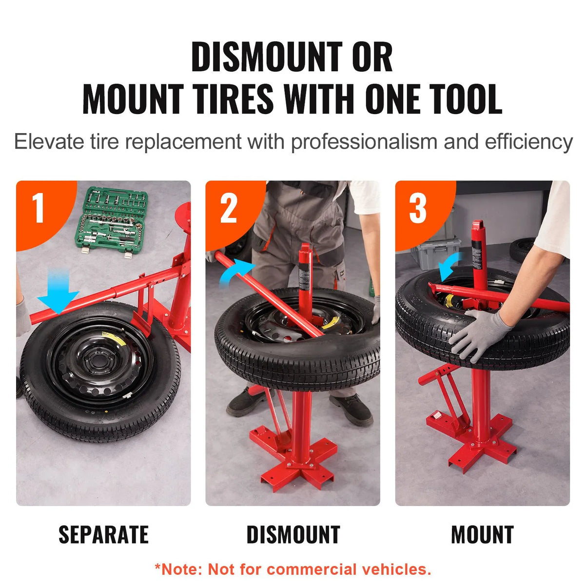 Manual Tire Changer, Portable Hand Bead Breaker Mounting Tool for 203 - 406 mm Tires, Compatible with Car Truck Trailer, Tire Mounting Machine for Home Garage Small Auto Shop - Image 2