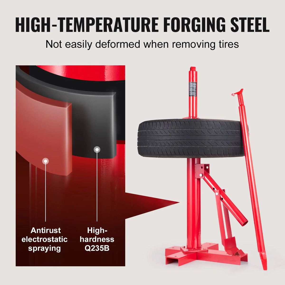 Manual Tire Changer, Portable Hand Bead Breaker Mounting Tool for 203 - 406 mm Tires, Compatible with Car Truck Trailer, Tire Mounting Machine for Home Garage Small Auto Shop - Image 5