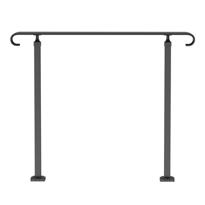 Handrails for Outdoor Steps, Fit 1-3 Steps Wrought Iron Handrail, Outdoor Stair Railing, Adjustable Front Porch Hand Rail, Black Transitional Hand railings for Concrete Steps or Wooden Stairs