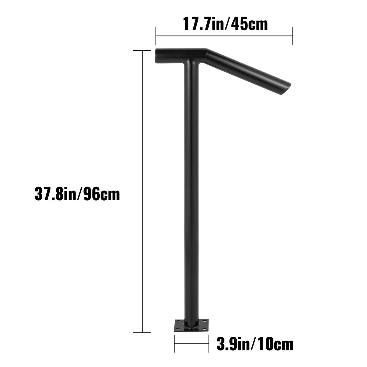 Single Post 1-2, Black Steel Railing 441LBS Capacity Baking Varnish Iron Stairs Stylish Handrails for Outdoor Steps with Expansion Bolts & Drill Bit - Image 8