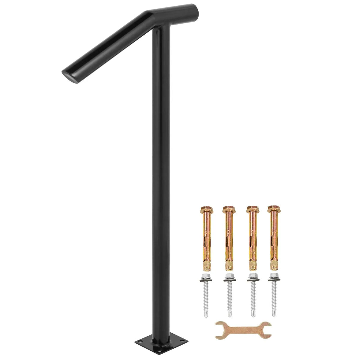 Single Post 1-2, Black Steel Railing 441LBS Capacity Baking Varnish Iron Stairs Stylish Handrails for Outdoor Steps with Expansion Bolts & Drill Bit - Image 9