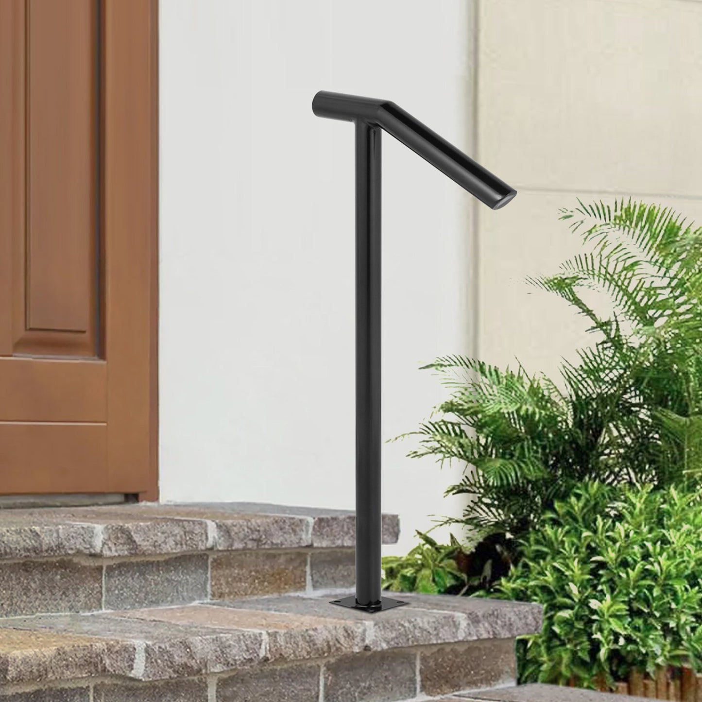 Single Post 1-2, Black Steel Railing 441LBS Capacity Baking Varnish Iron Stairs Stylish Handrails for Outdoor Steps with Expansion Bolts & Drill Bit - Image 8