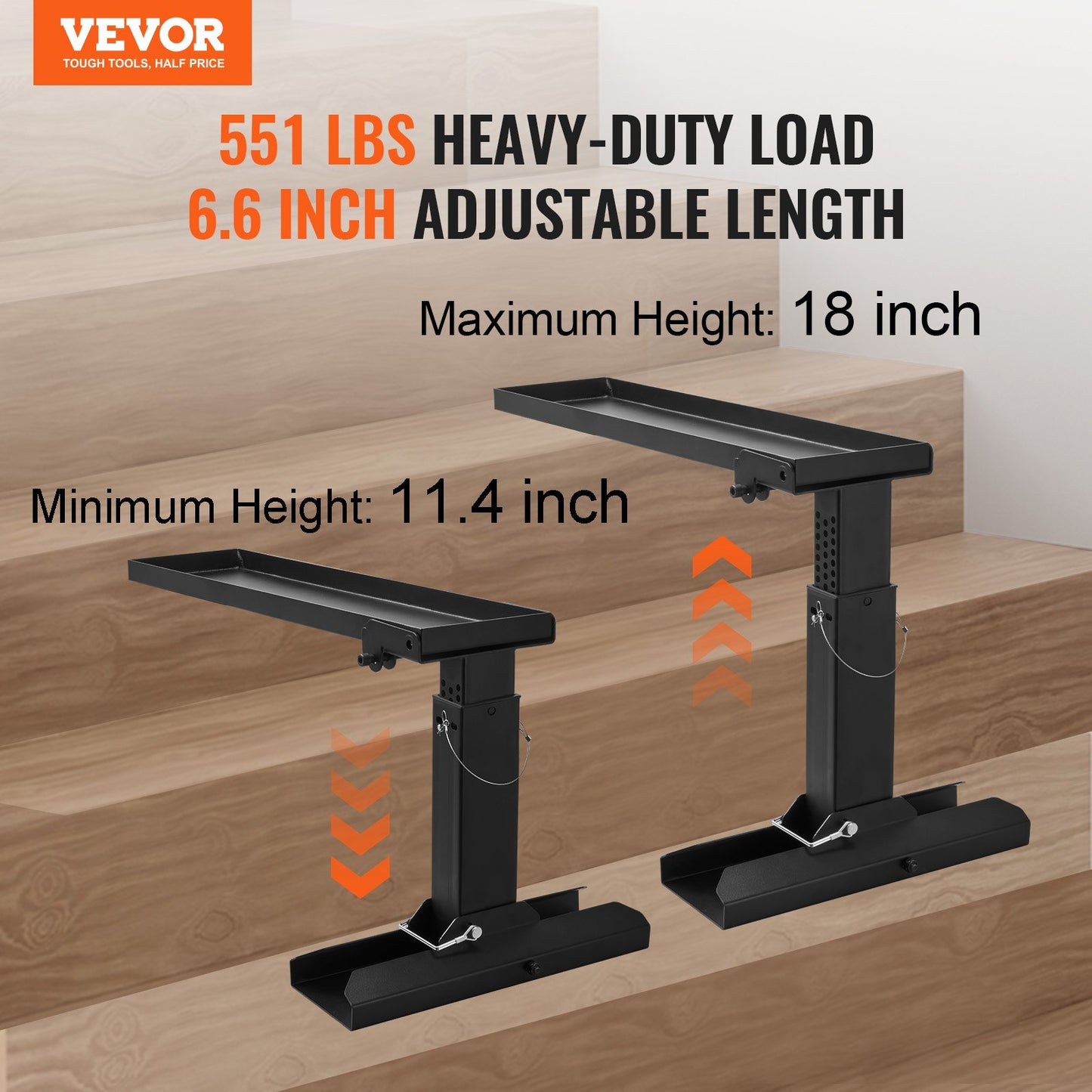 Ladder Levler, 29.8 L x 11.4-18 in H Support Surface, Steel Ladder Leveling Tool, Folding Pitch Hopper, Stair Ladder Stabilizer Easy to Use,Extension Ladder Accessories for Uneven Ground - Image 2