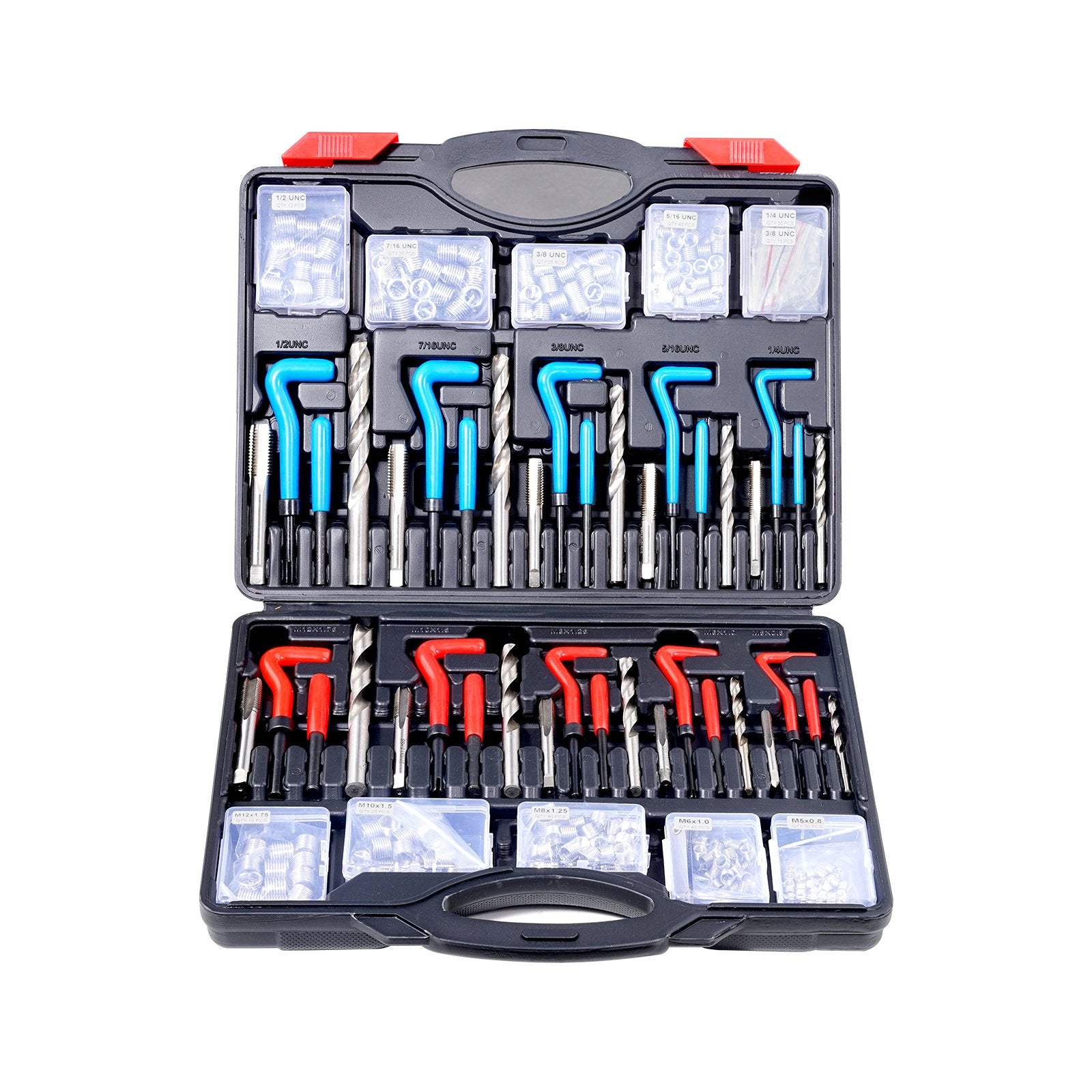 Helicoil Thread Repair Kit, 338-Piece SAE and Metric Rethreading Tool Kit, M5, M6, M8, M10, M12, 1/4", 5/16", 3/8", 7/16", 1/2", HSS Drill Bits Thread Inserts Taps Breakoff Installation Tools - Image 8