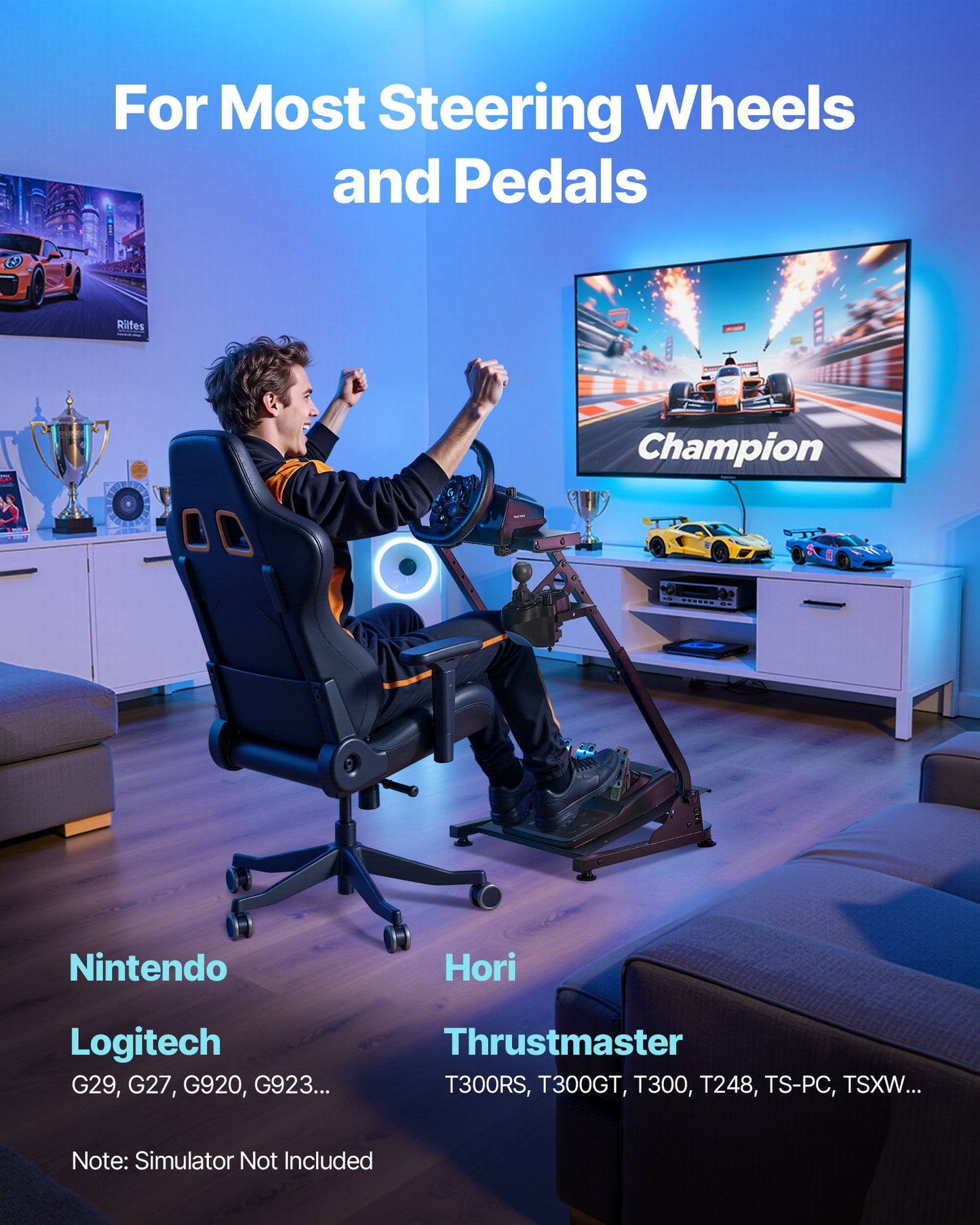 Racing Wheel Stand, Adjustable & Foldable Simulator Stand for Logitech G29 G27 G920 G923, Thrustmaster T300RS T300GT T248 TS-PC TSXW Gaming Cockpit,Pedals Simulator NOT Included - Image 2