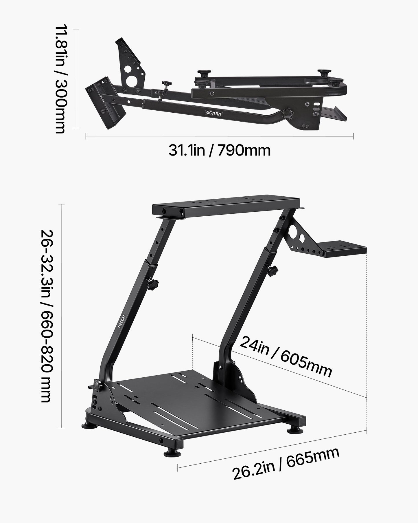 Racing Wheel Stand, Adjustable & Foldable Simulator Stand for Logitech G29 G27 G920 G923, Thrustmaster T300RS T300GT T248 TS-PC TSXW Gaming Cockpit,Pedals Simulator NOT Included - Image 7