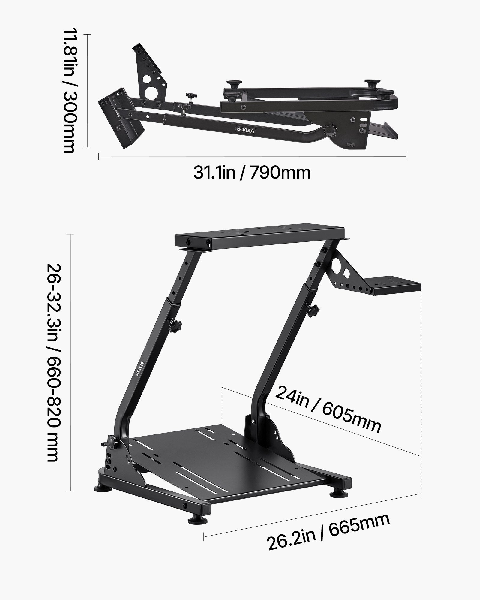 Racing Wheel Stand, Adjustable & Foldable Simulator Stand for Logitech G29 G27 G920 G923, Thrustmaster T300RS T300GT T248 TS-PC TSXW Gaming Cockpit,Pedals Simulator NOT Included - Image 7