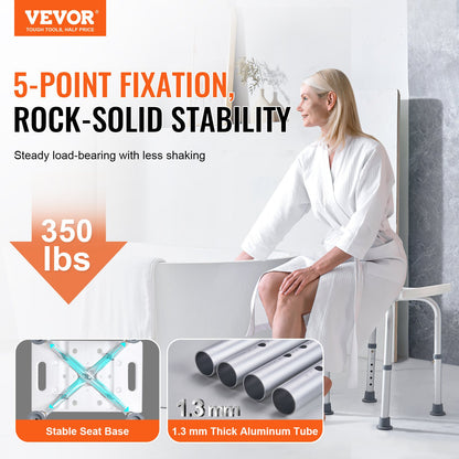 Shower Chair, Adjustable Height Shower Stool with Built-in Handles, Shower Seat for Inside Shower or Tub, Non-Slip Bench Bathtub Stool Seat for Elderly Disabled Handicap, 158.8 kg Capacity - Image 2