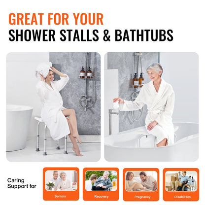 Shower Chair, Adjustable Height Shower Stool with Built-in Handles, Shower Seat for Inside Shower or Tub, Non-Slip Bench Bathtub Stool Seat for Elderly Disabled Handicap, 158.8 kg Capacity - Image 5