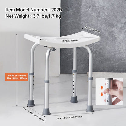 Shower Chair, Adjustable Height Shower Stool with Built-in Handles, Shower Seat for Inside Shower or Tub, Non-Slip Bench Bathtub Stool Seat for Elderly Disabled Handicap, 158.8 kg Capacity - Image 6