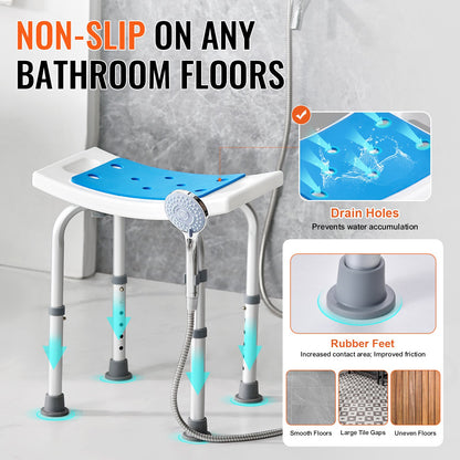Shower Chair, Adjustable Height Shower Stool, Shower Seat for Inside Shower or Tub, Non-Slip Bench Bathtub Stool Seat for Elderly Disabled Handicap, 158.8 kg Capacity - Image 3
