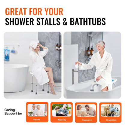 Shower Chair, Adjustable Height Shower Stool, Shower Seat for Inside Shower or Tub, Non-Slip Bench Bathtub Stool Seat for Elderly Disabled Handicap, 158.8 kg Capacity - Image 5