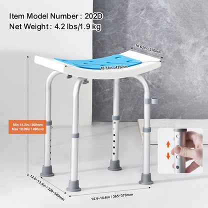 Shower Chair, Adjustable Height Shower Stool, Shower Seat for Inside Shower or Tub, Non-Slip Bench Bathtub Stool Seat for Elderly Disabled Handicap, 158.8 kg Capacity - Image 6