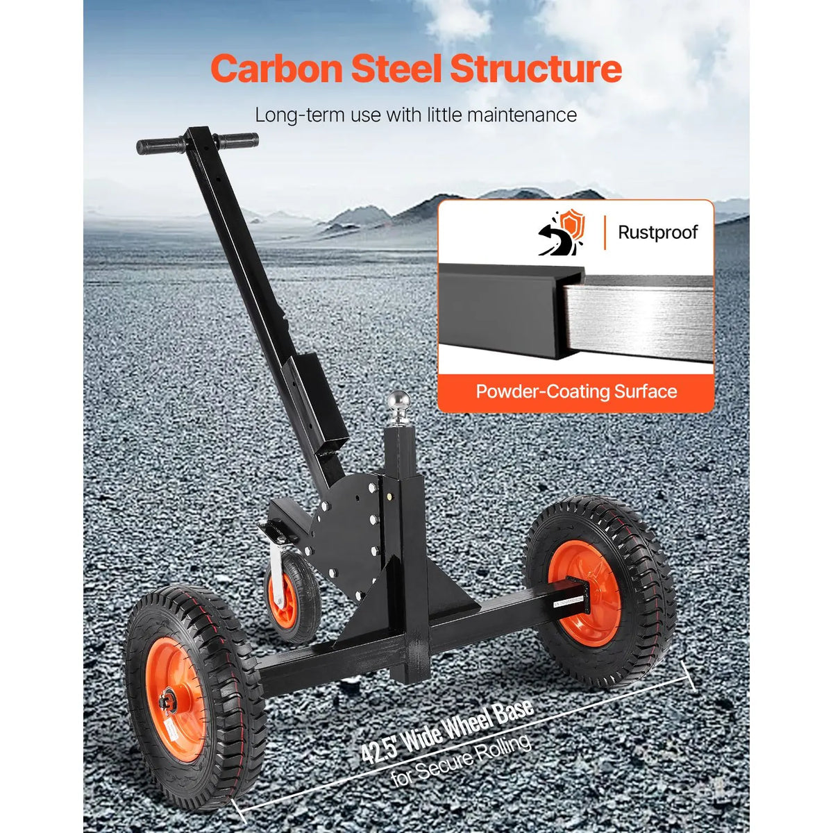 Trailer Dolly, 1500lbs Tongue Weight Capacity, 2 in 1 Trailer Mover with 2 in Ball, 16 in Pneumatic Tires and Universal Wheel, Portable Tow Dolly for Moving Car RV Trailer - Image 5