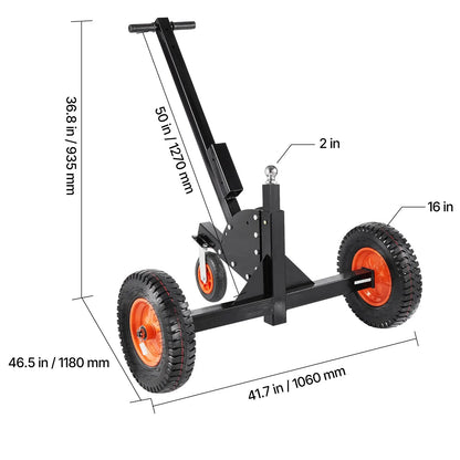 Trailer Dolly, 1500lbs Tongue Weight Capacity, 2 in 1 Trailer Mover with 2 in Ball, 16 in Pneumatic Tires and Universal Wheel, Portable Tow Dolly for Moving Car RV Trailer - Image 8