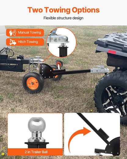 Trailer Dolly, 1500lbs Tongue Weight Capacity, 2 in 1 Trailer Mover with 2 in Ball, 16 in Pneumatic Tires and Universal Wheel, Portable Tow Dolly for Moving Car RV Trailer - Image 3