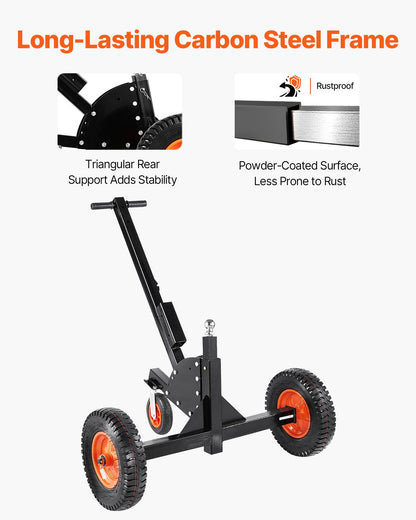 Trailer Dolly, 1500lbs Tongue Weight Capacity, 2 in 1 Trailer Mover with 2 in Ball, 16 in Pneumatic Tires and Universal Wheel, Portable Tow Dolly for Moving Car RV Trailer - Image 5
