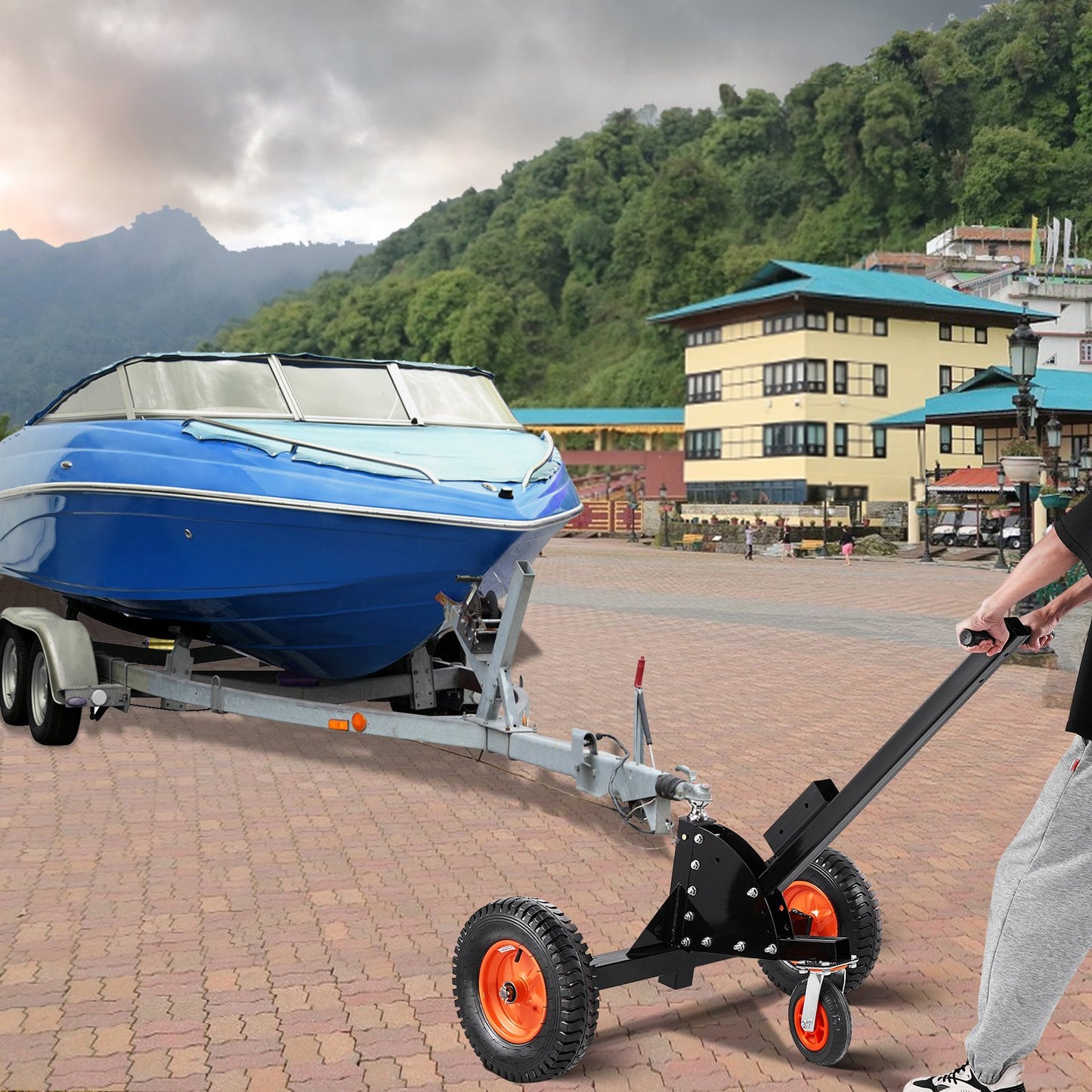 Trailer Dolly, 1500lbs Tongue Weight Capacity, 2 in 1 Trailer Mover with 2 in Ball, 16 in Pneumatic Tires and Universal Wheel, Portable Tow Dolly for Moving Car RV Trailer - Image 8